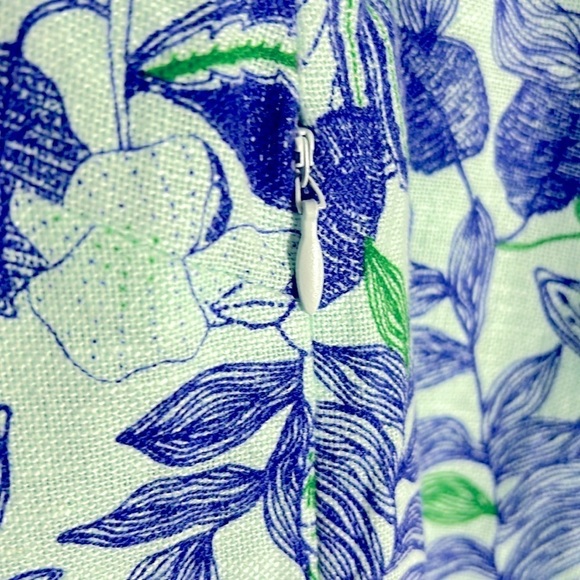 Vineyard Vines Cordia Floral Dress Blue Green Embroidered Size 10 Cotton Linen - Picture 10 of 16
